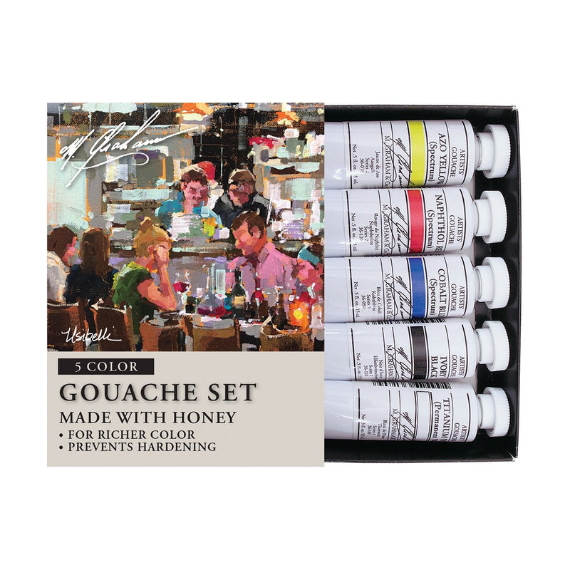 M. Graham & Co. Basic 0.5 oz (15 ml) Artists' Gouache 5 Color Set Gouache Art Nebula