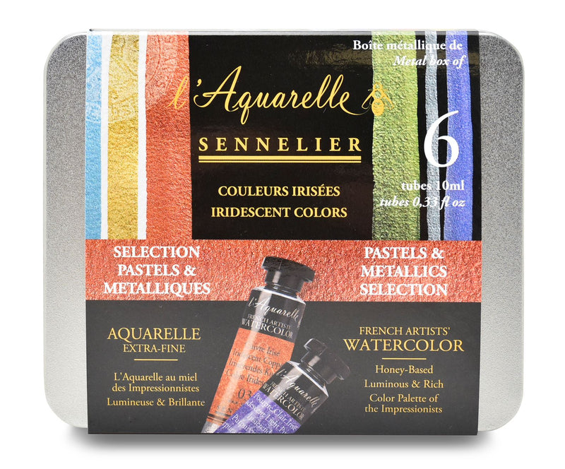 Sennelier Artist Watercolor Iridescent Pastel and Metallics Selection - 6 color 10ml tube Watercolor Paint Art Nebula