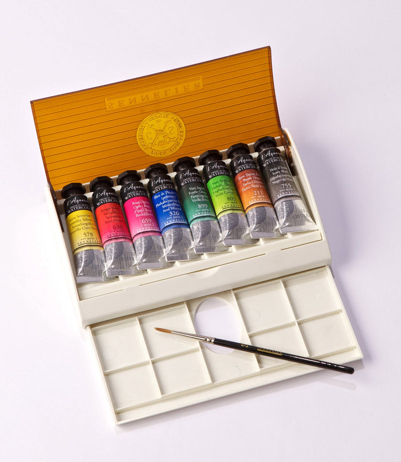 Sennelier Artist Watercolour Travel Box - 8 tubes 10 ml + 1 sable brush Watercolor Paint Art Nebula