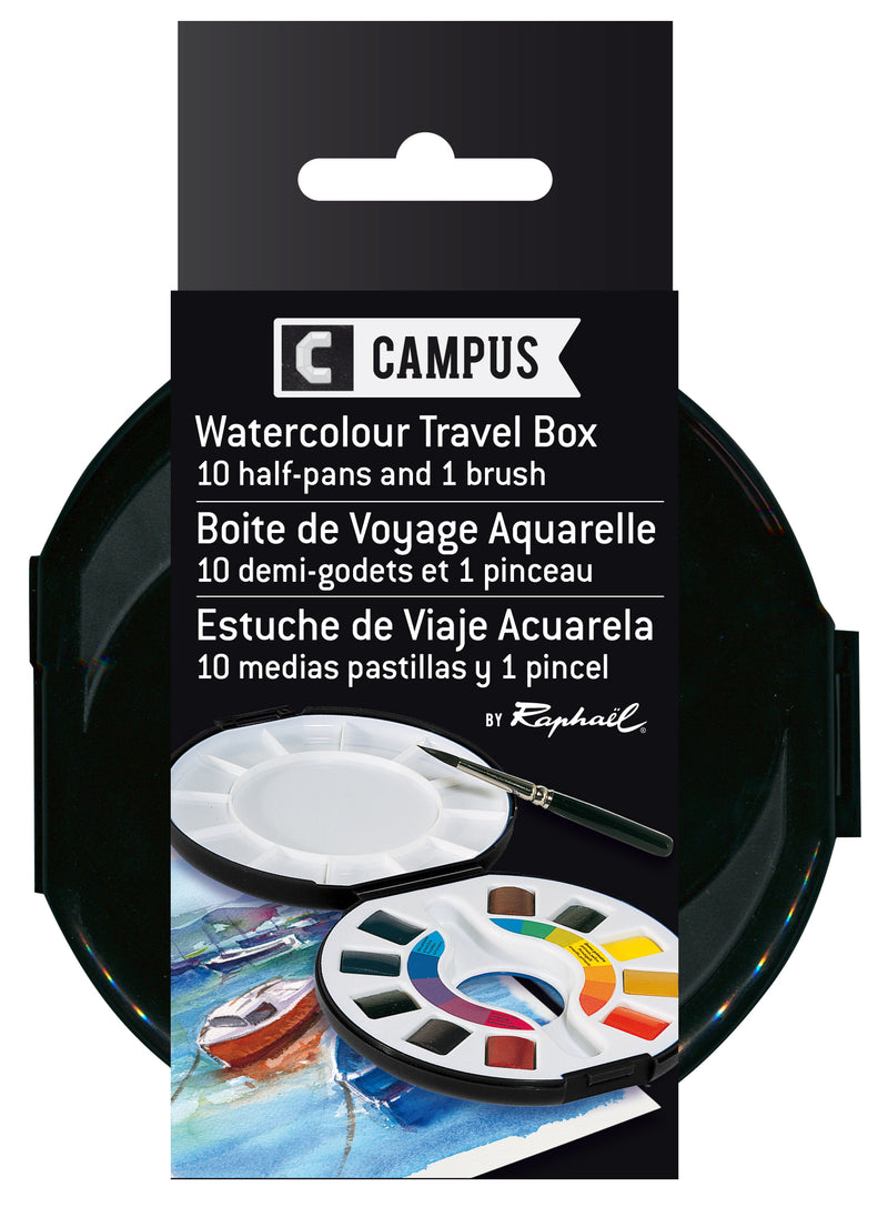 Campus by Raphael Watercolor Travel Box - 10 half pans Watercolor Paint Art Nebula