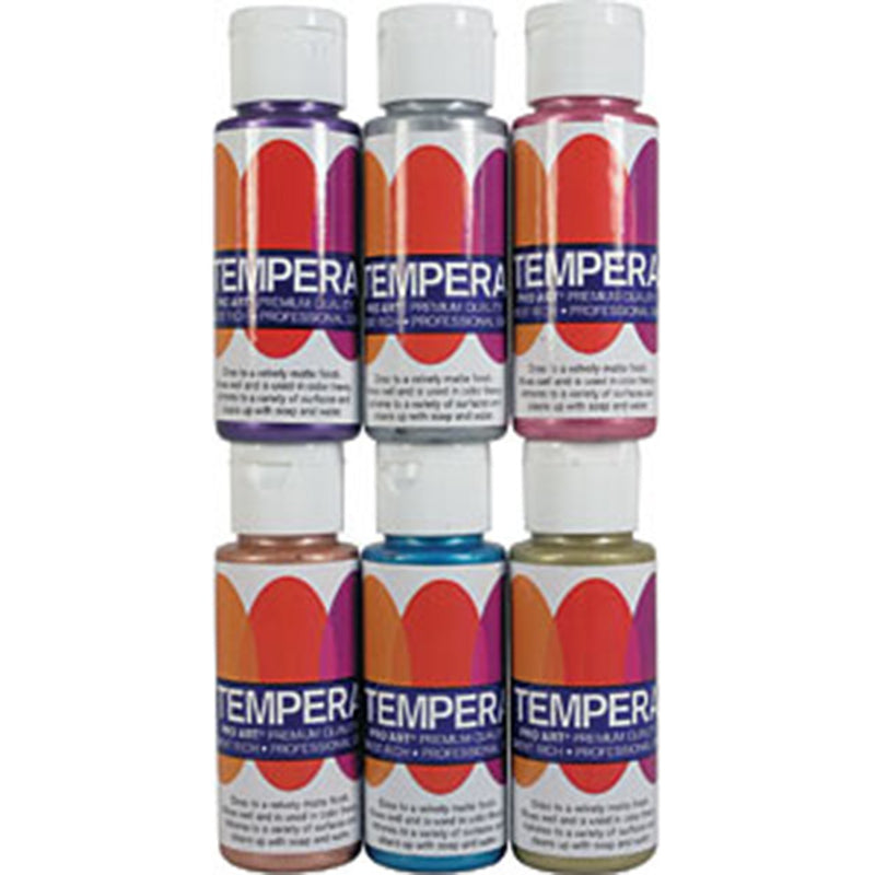Pro Art Pearlescent Colors 2 fl. oz. (60 ml) Liquid Tempera 6 Color Set Tempera Art Nebula