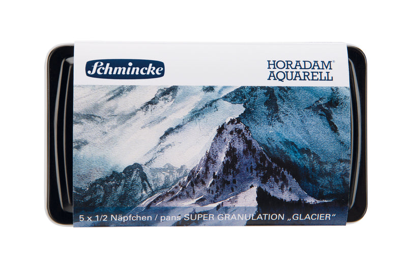 Schmincke Horadam Super Granulation Set - Glacier (5 x 1/2 pans + brush) Watercolor Paint Art Nebula