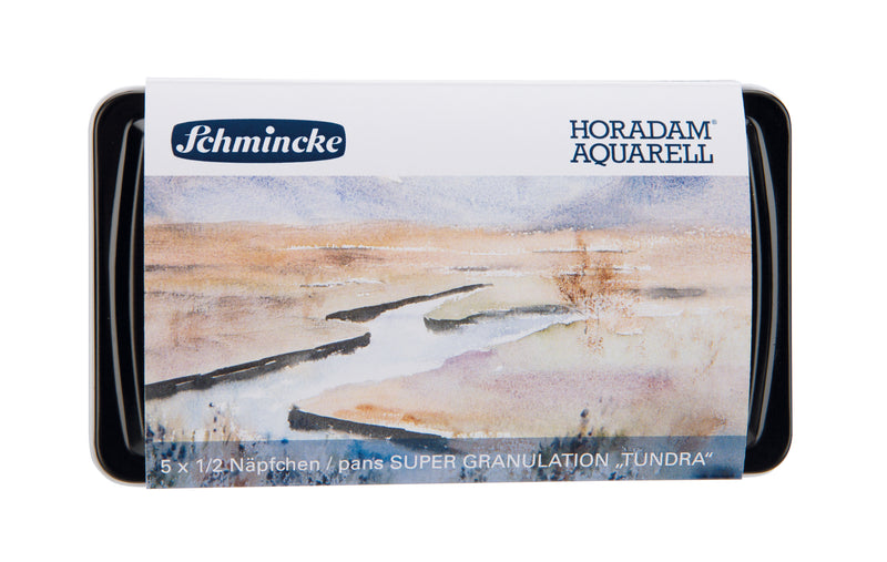 Schmincke Horadam Super Granulation Set - Tundra (5 x 1/2 pans + brush) Watercolor Paint Art Nebula
