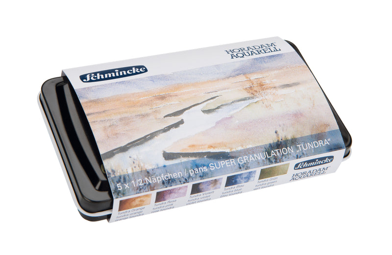 Schmincke Horadam Super Granulation Set - Tundra (5 x 1/2 pans + brush) Watercolor Paint Art Nebula