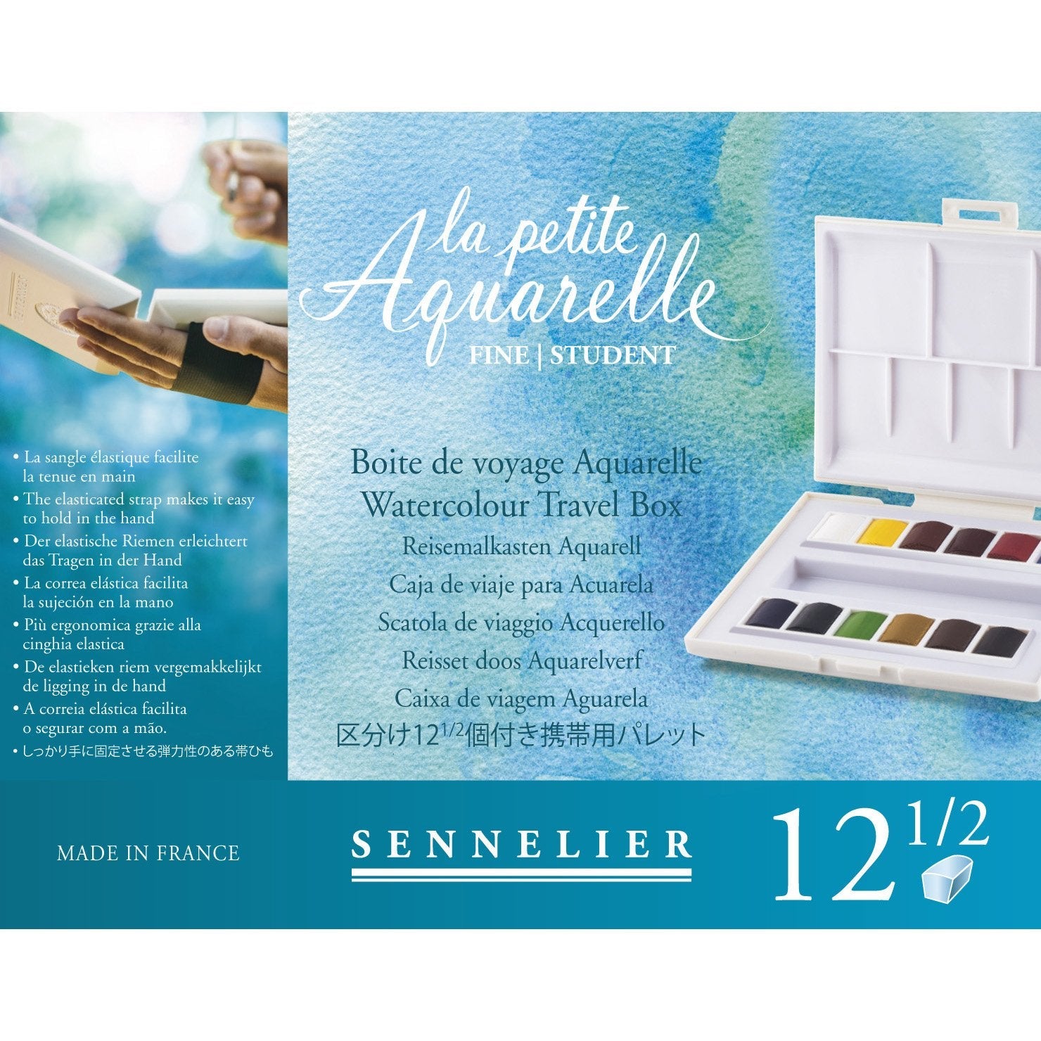 Boîte Aquarelle de voyage Sennelier extra fine, boîte d'aquarelle de 14