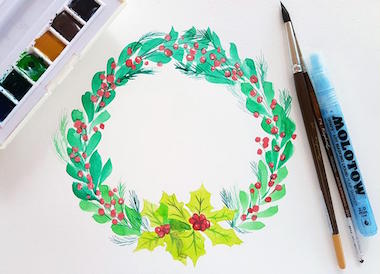 Holiday Wreath Painting Art Nebula