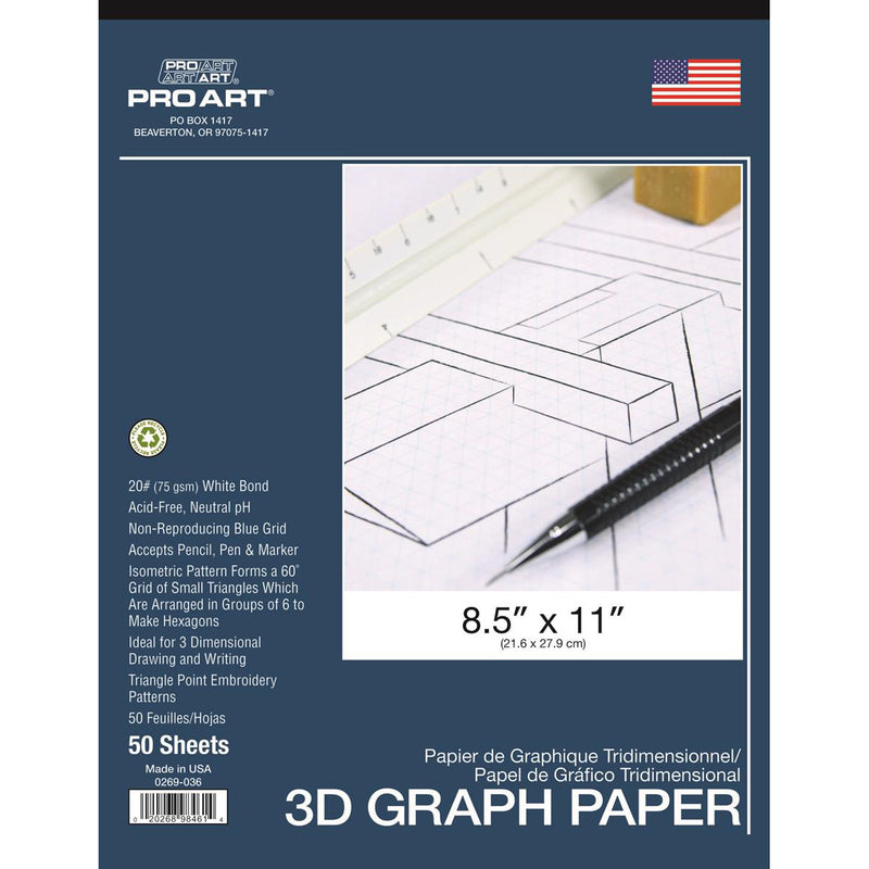 Pro Art 3D Graph Paper 8 1⁄2 x 11" 20lb Acid Free 50pc Papers & Surfaces Other Tools Art Nebula