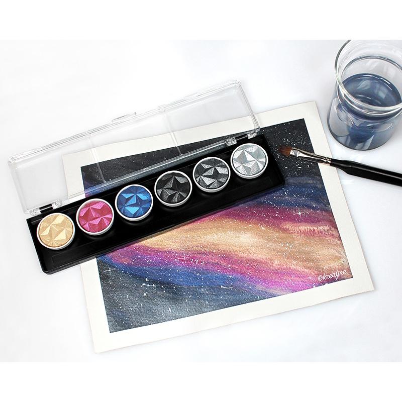 Coliro (by Finetec GmbH Germany) M500 - Galaxy 6 Color Set Watercolor Paint Art Nebula