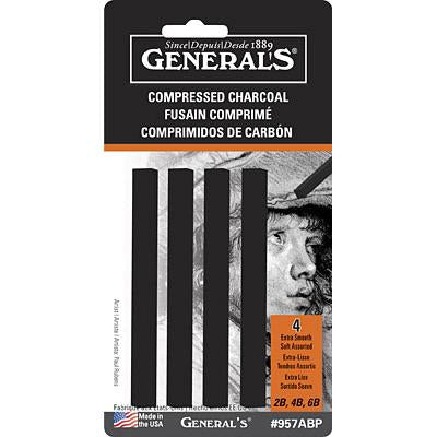 General Pencil Black Assorted Soft Compressed Charcoal Stick Set Charcoal & Graphite Art Nebula