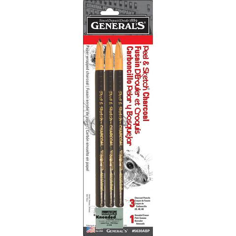 General Pencil Peel & Sketch Charcoal Pencil Kit Charcoal & Graphite Art Nebula