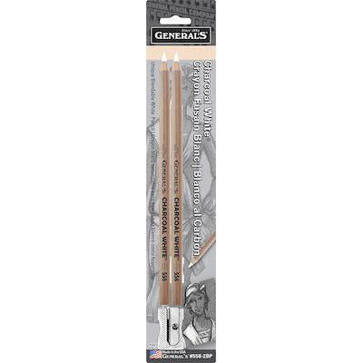 General Pencil White Charcoal Pencil 2 Pieces Charcoal & Graphite Art Nebula