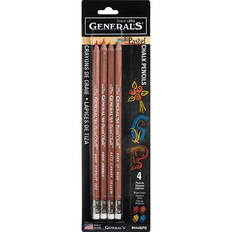 General's Multi Pastel Chalk Pencil - Bright Colors 4pcs set Pastels & Chalks Art Nebula