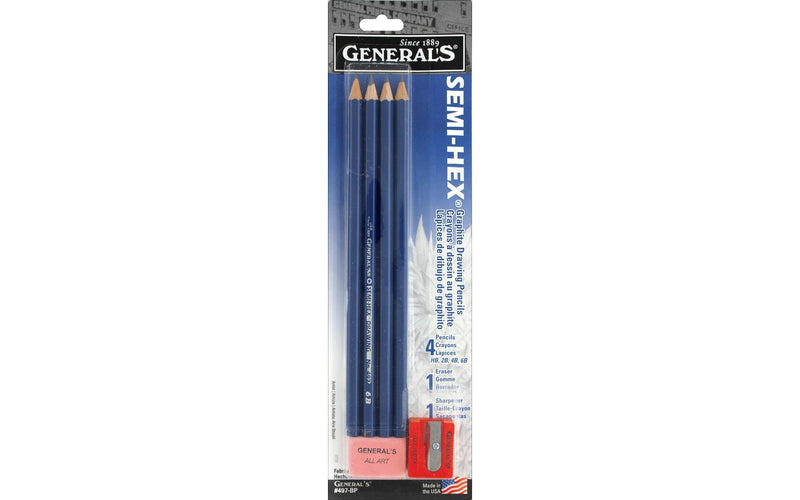 General's Semi-Hex Drawing Pencils Set 6pc Sketching & Drawing Pencils Art Nebula