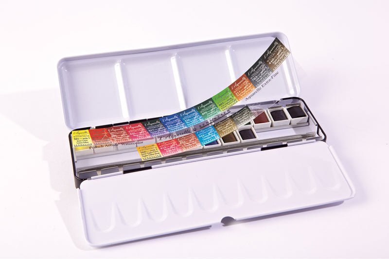 Sennelier Artist Watercolour 12 half pans metal box + 6 Free half pans Watercolor Paint Art Nebula