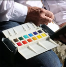 Portable Painter Travel Watercolor Palette Paint Palette Cases Art Nebula