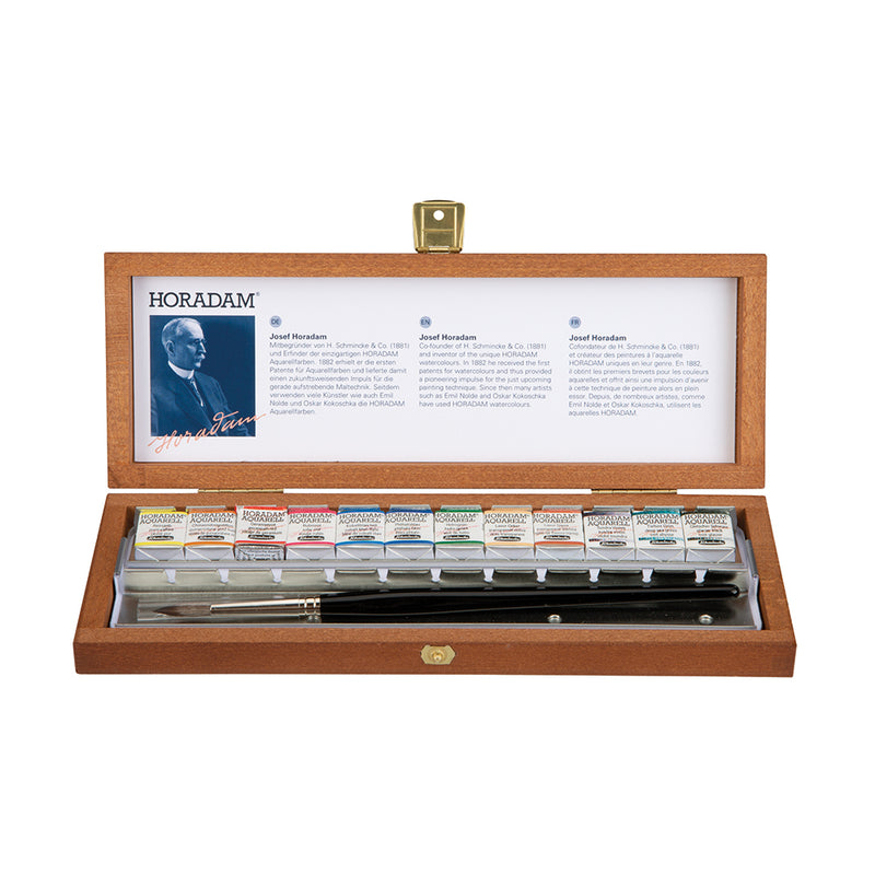 Schmincke Horadam Artist Watercolour Wooden Box, 12 x 1/2 pans Watercolor Paint Art Nebula