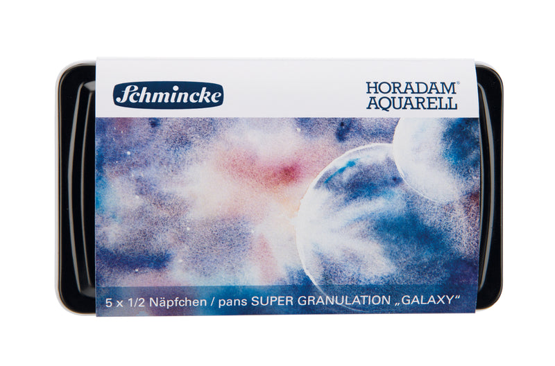 Schmincke Horadam Super Granulation Set - Galaxy (5 x 1/2 pans + brush) Watercolor Paint Art Nebula