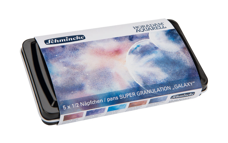 Schmincke Horadam Super Granulation Set - Galaxy (5 x 1/2 pans + brush) Watercolor Paint Art Nebula