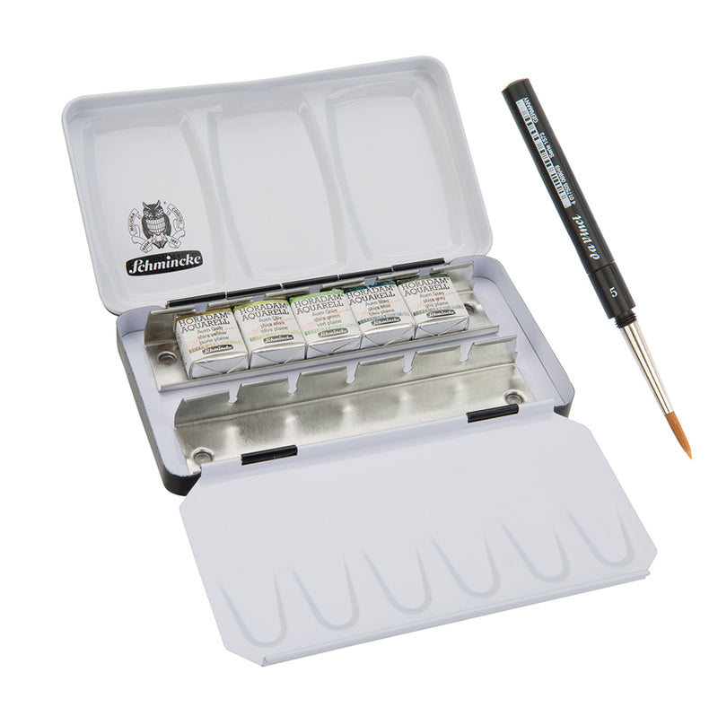 Schmincke Horadam Super Granulation Set - Shire (5 x 1/2 pans + brush) Watercolor Paint Art Nebula