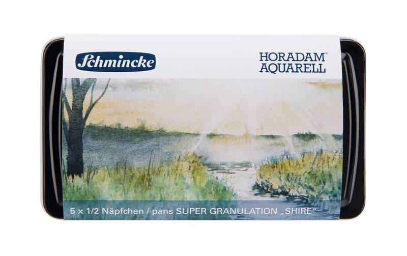 Schmincke Horadam Super Granulation Set - Shire (5 x 1/2 pans + brush) Watercolor Paint Art Nebula