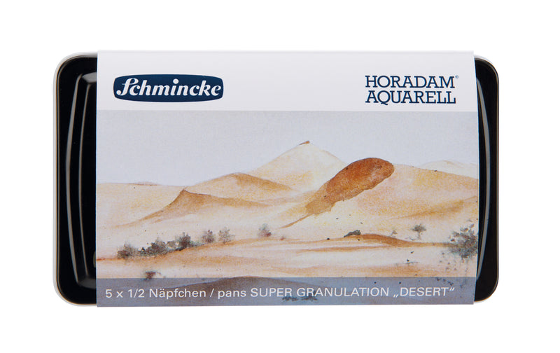 Schmincke Horadam Super Granulation Set - Desert (5 x 1/2 pans + brush) Watercolor Paint Art Nebula