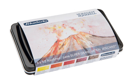 Schmincke Horadam Super Granulation Set - Volcano (5 x 1/2 pans + brush) Watercolor Paint Art Nebula