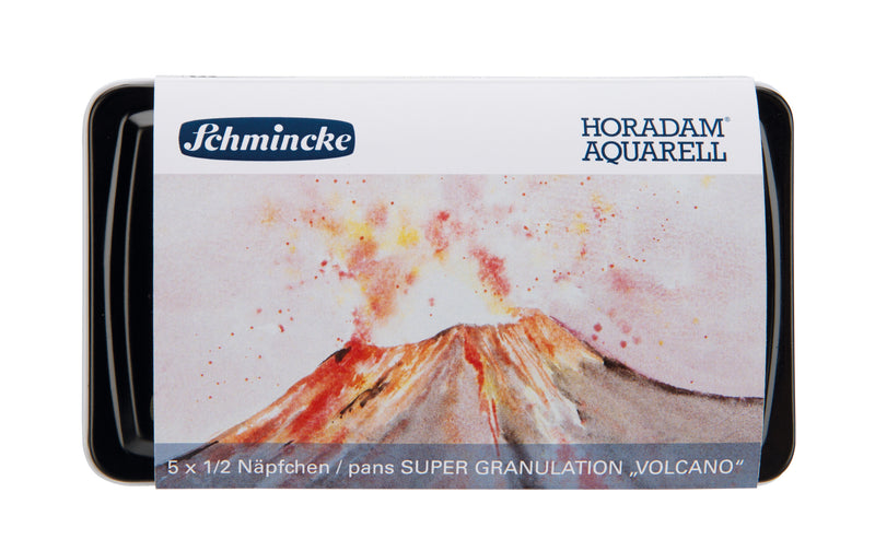 Schmincke Horadam Super Granulation Set - Volcano (5 x 1/2 pans + brush) Watercolor Paint Art Nebula