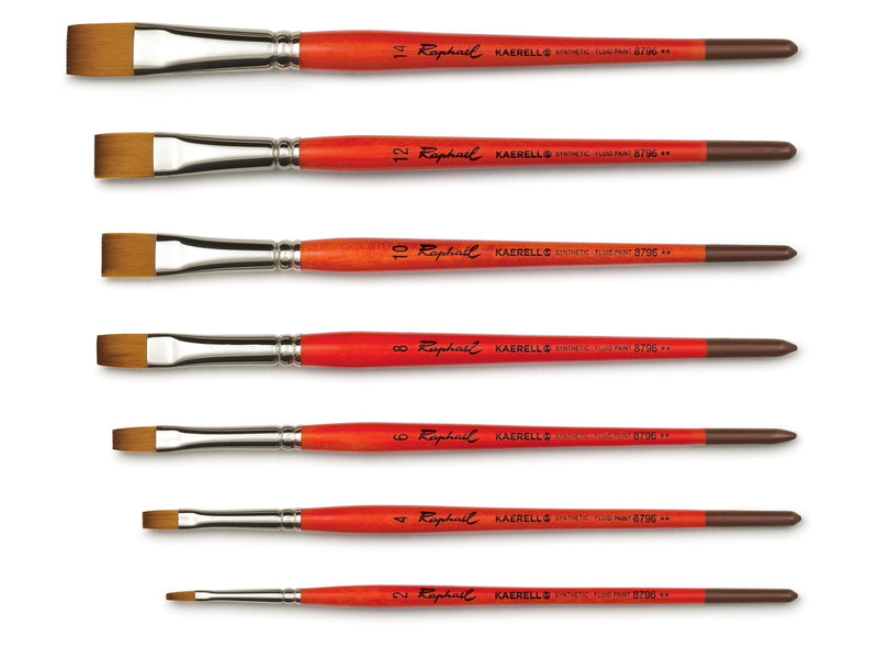 Raphael Series 8796 - Kaerell "S" Orange - Flat Brush Watercolor Brush Art Nebula