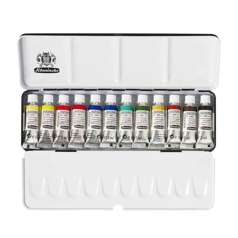 Schmincke Horadam Artist Watercolour Metal Set - 12 x 5ml Tubes Watercolor Paint Art Nebula