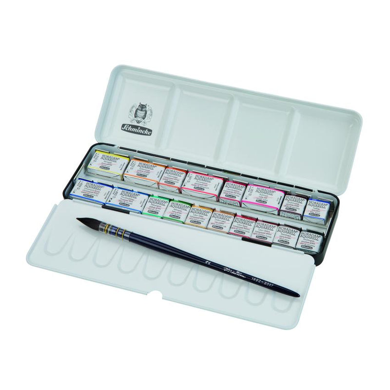 Schmincke Horadam Artist Watercolour Set - 12 Half Pans + 6 Full Pan Leather Case Limited Watercolor Paint Art Nebula