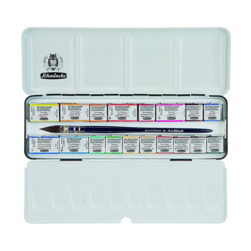 Schmincke Horadam Artist Watercolour Set - 12 Half Pans + 6 Full Pan Leather Case Limited Watercolor Paint Art Nebula