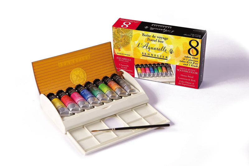 Sennelier Artist Watercolour Travel Box - 8 tubes 10 ml + 1 sable brush Watercolor Paint Art Nebula