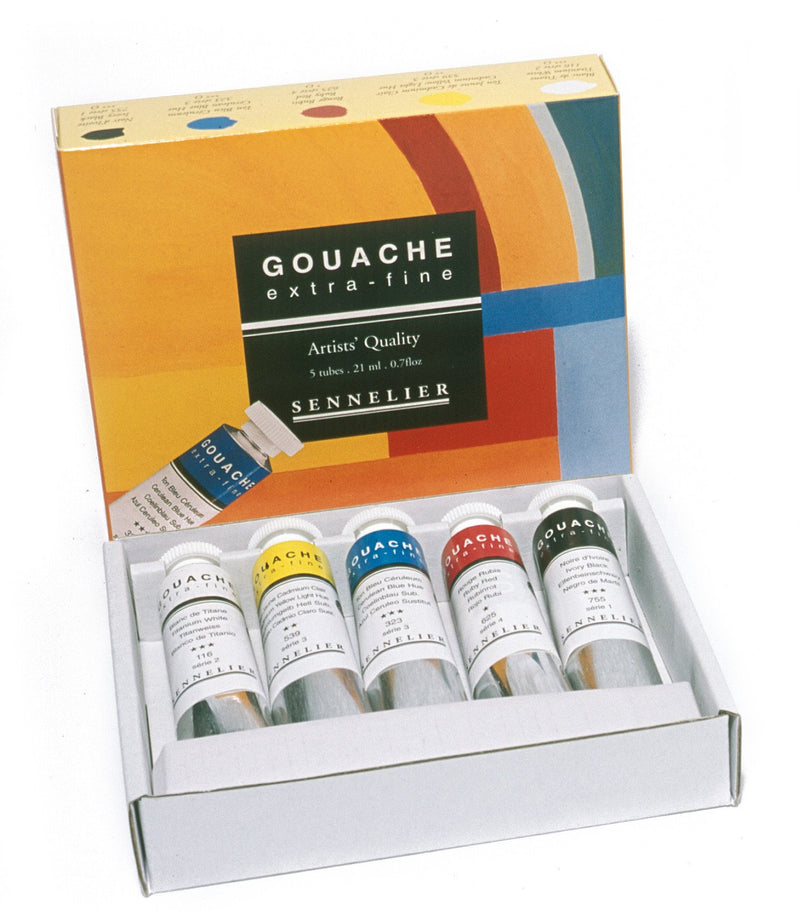 Sennelier Gouache starter set (Primary Colours) - 5 tubes 21 ml - 0.7 fl oz Gouache Art Nebula