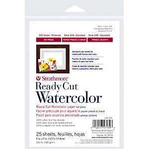 Strathmore Artist Papers 500 Series 140 lb. Ready Cut Watercolor Paper - HOT PRESS Watercolor Sheets & Rolls Art Nebula