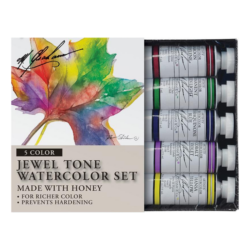 M. Graham & Co. Jewel Tone 0.5 oz (15 ml) Artists' Watercolor 5 Color Set Watercolor Paint Art Nebula