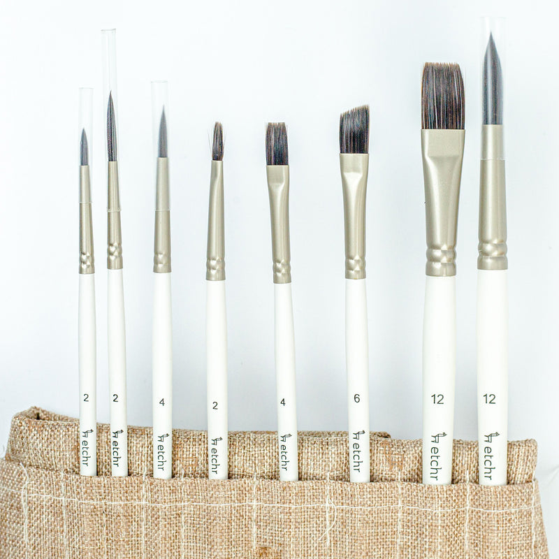 Etchr Lab Gouache Brush Set of 8