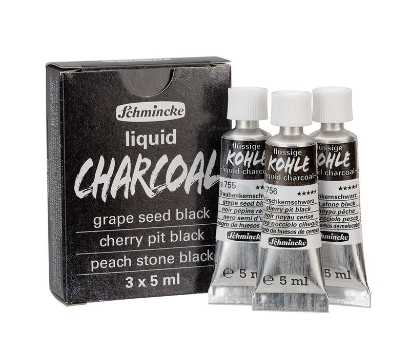 Schmincke Liquid Charcoal - Set of 3 5ml Tubes Charcoal & Graphite Art Nebula