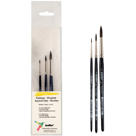 Kolibri Series 22 Squirrel Mixture Watercolor Brush Set Watercolor Brush Art Nebula